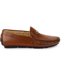 Class Roberto Cavalli - Leather Shearling Lined Driving Loafers - Lyst