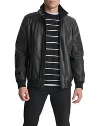 DKNY - Faux Leather Bomber Jacket - Lyst