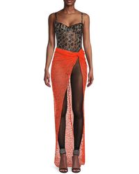 LAQUAN SMITH - Sheer Lace Wrap Maxi Skirt - Lyst