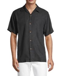 Tommy Bahama Tropical-print Silk Shirt - Black