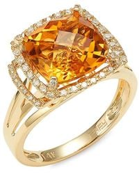 Effy - 14k Yellow Gold, Citrine & 0.18 Tcw Diamond Ring - Lyst