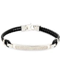 Esquire - Leather, Stainless Steel & 0.25 Tcw Diamond Bracelet - Lyst