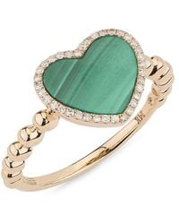 Effy - 14K, Malachite & 0.1 Tcw Diamond Heart Ring - Lyst
