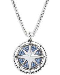 Effy Sterling Silver & Sapphire Compass Pendant Necklace - Metallic