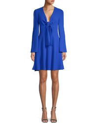 Diane von Furstenberg Tie-front Bell-sleeve Mini Dress - Blue