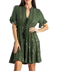 La Moda Clothing - Tiered Sequin Cover-Up Minidress - Lyst