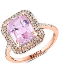 Effy - 14k Rose Gold Diamond & Kunzite Double Halo Ring - Lyst