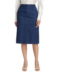 Vince - Cotton Denim Pencil Midi-Skirt - Lyst