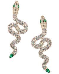 Eye Candy LA The Luxe Goldtone & Cubic Zirconia Snake Dangle Earrings - Green