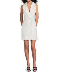 Alice + Olivia - Sleeveless Linen-Blend Blazer Minidress - Lyst