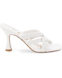 Sam Edelman Marjorie Square-toe Leather Heel Sandals - White