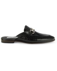 Steve Madden Croc-embossed Leather Loafer Mules - Black