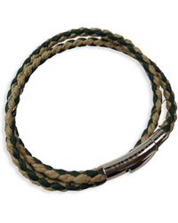 Tateossian Stainless Steel & Leather Wrap Bracelet - Green