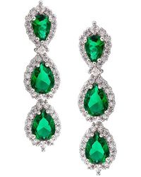 Eye Candy LA - Luxe Rhodium Plated & Emerald Crystal Drop Earrings - Lyst