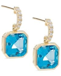 Effy - 14K, 12.10 Tcw Topaz & 0.19 Tcw Diamond Drop Earrings - Lyst