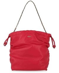 Moschino - Drawstring Lettering Chain Shoulder Bag - Lyst