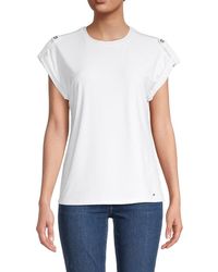 Tommy Hilfiger Short-sleeve Tab-cuff Top - White