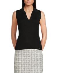 Calvin Klein - Ribbed V-Neck Sleeveless Top - Lyst