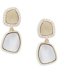 Saks Fifth Avenue 14k Yellow Gold, Mother-of-pearl & Diamond Drop Earrings - Metallic