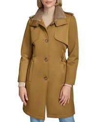 Andrew Marc - Teagan Faux Shearling Single-Breasted Trench Coat - Lyst