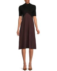 DKNY - Colorblock Mock Turtleneck Midi-Dress - Lyst