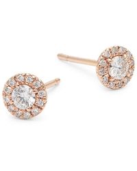 Nephora 14k Rose Gold & 0.3 Tcw Diamond Halo Earrings - Metallic