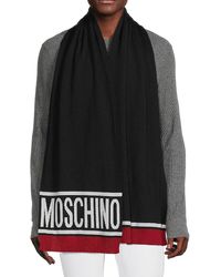 Moschino Wool Scarf in Black for Men Save 30% Mens Scarves and mufflers Moschino Scarves and mufflers 