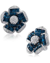 CZ by Kenneth Jay Lane - Look Of Real Rhodium-plated & Cubic Zirconia Flower Clip-on Earrings - Lyst
