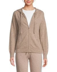 Saks Fifth Avenue - Rib-Knit 100% Cashmere Zip-Up Hoodie - Lyst