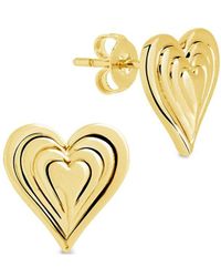 Sterling Forever - Beating Heart 14k Goldplated Stud Earrings - Lyst