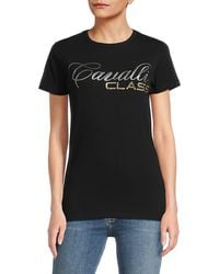 Roberto Cavalli - Metallic Logo T-Shirt - Lyst