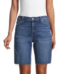 7 For All Mankind Relaxed-fit Bermuda Denim Shorts - Blue