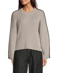 Rag & Bone - Isabella Contrast Stitch Rib-Knit Cotton Sweater - Lyst