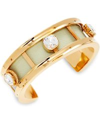 Burberry Goldtone, Leather & Crystal Cuff Bracelet - Multicolour
