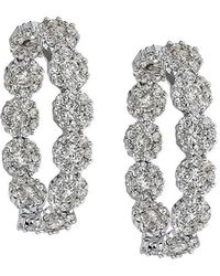 Hueb - Diamond Flower 18k White Gold & 4.3 Tcw Diamond Hoop Earrings - Lyst