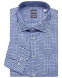 Armani Slim-fit Checked Dress Shirt - Blue