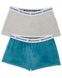 Juicy Couture 2 Piece Velvet Shorts - Blue