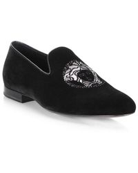 Versace Medusa Velvet Loafers - Black