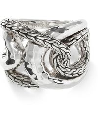 John Hardy - Classic Chain Sterling Hammered Ring - Lyst