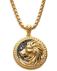 Effy 18k Goldplated Sterling Silver & Black Diamond Lion Pendant Necklace