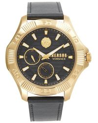 Versus - Dtla 46mm Ip Goldtone Stainless Steel & Leather Strap Chronograph Watch - Lyst