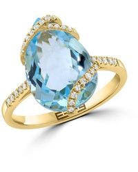 Effy - 14K, Sky Topaz & 0.12 Tcw Diamond Cocktail Ring - Lyst