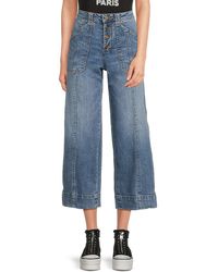 Karl Lagerfeld - Button-Front Wide-Leg Jeans - Lyst