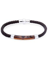 Effy - Tiger's Eye, Sterling Silver & Leather Braided Bracelet - Lyst