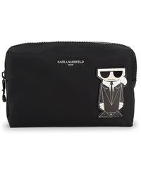 Karl Lagerfeld | Women's Amour Leather Cosmetic Bag | Black/silver