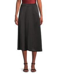 Halston - Solid A-Line Midi Skirt - Lyst