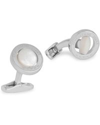 Ermenegildo Zegna Round Sterling Silver & White Mother-of-pearl Swivel Circle Cufflinks - Metallic