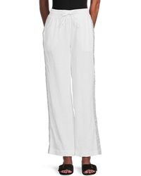 Saks Fifth Avenue - Sequin Trim 100% Linen Pants - Lyst
