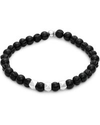 Tateossian Sterling Silver & Ebony Wood Beaded Bracelet - Black