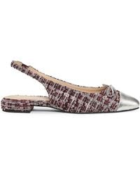 Stuart Weitzman - Sleek Bow Sparkle Tweed Slingback Flats - Lyst
